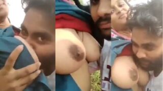 Gairah Liar Di Alam Terbuka, Cowok Mesum Hisap Payudara Pacarnya Dalam Adegan Panas
