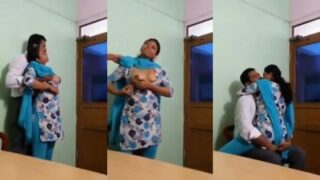 Pasangan India Selatan Beraksi Mesra Di Ruang Kantor