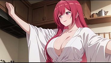 Anak Tiri Pulang Cepet, Lihat Istri Bapak Lagi Masak Cuma Pake Baju Tipis Seksi. Kureha Enomoto Cosplay Panas (buatan Ai).
